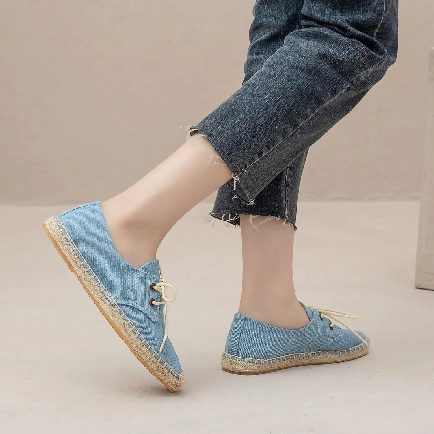 Slip On Sneakers Espadrilles for Women Canvas Flat Lace Up Summer Spring Fall Casual Loafers