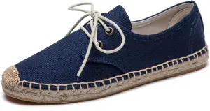 Slip On Sneakers Espadrilles for Women Canvas Flat Lace Up Summer Spring Fall Casual Loafers