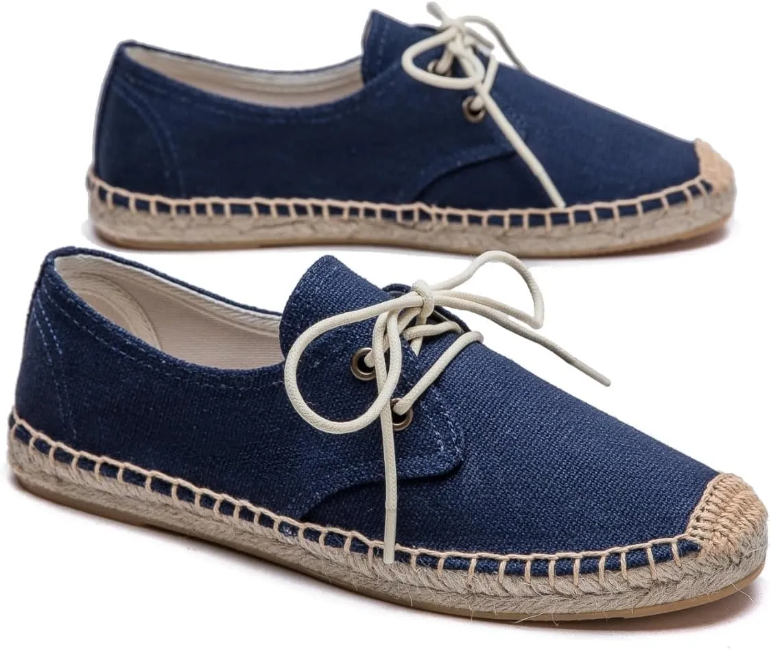 Slip On Sneakers Espadrilles for Women Canvas Flat Lace Up Summer Spring Fall Casual Loafers