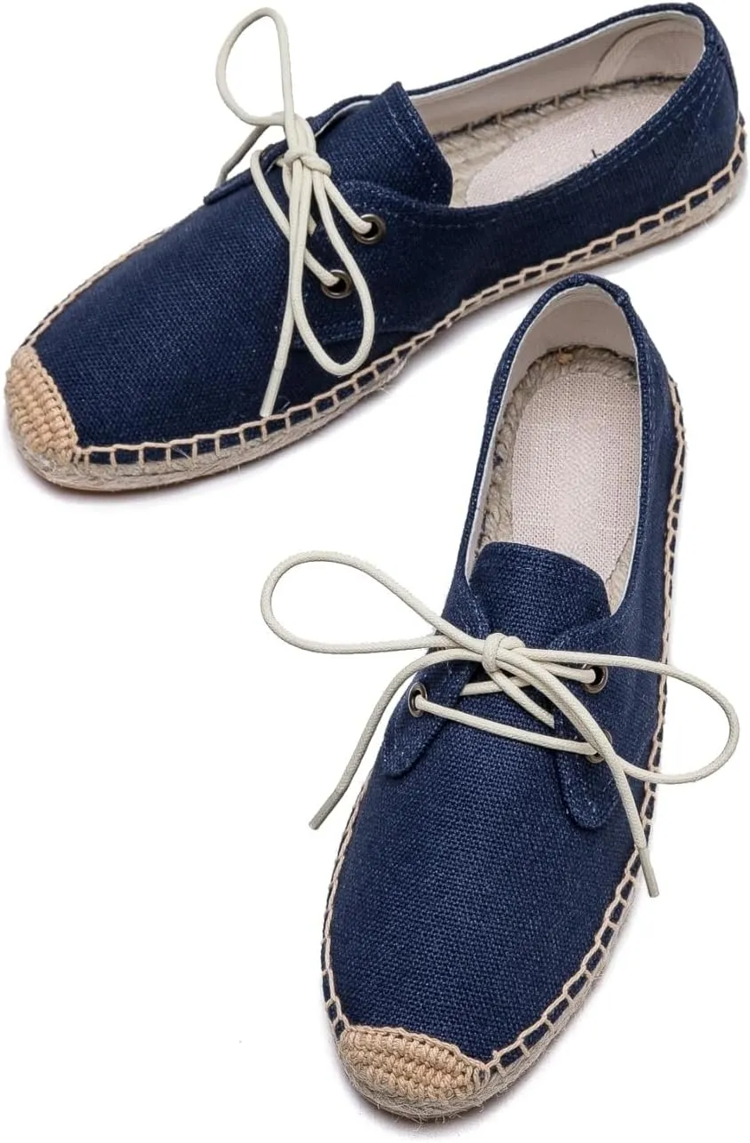Slip On Sneakers Espadrilles for Women Canvas Flat Lace Up Summer Spring Fall Casual Loafers