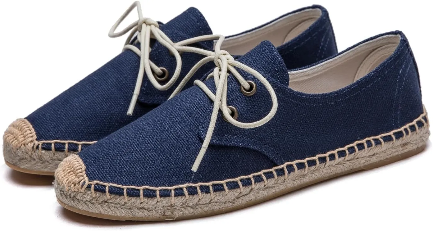 Slip On Sneakers Espadrilles for Women Canvas Flat Lace Up Summer Spring Fall Casual Loafers