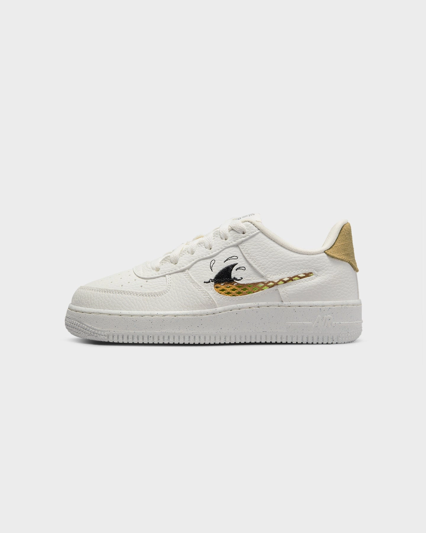Zero Drop Design Elastic Strap Nike Kids' Air Force 1 LV8 (GS) Sail/Sanded Gold