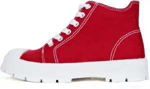 Soda Womens Lug Hi Top Lace up Canvas Sneaker Shoes Crayon Red-White 7