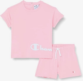 Classic Cut Comfy Layer Wear Champion Completino da bambina Legacy American Classics logo T-shirt   Short 404686 PS024 CNP rosa confetto