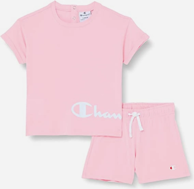 Classic Cut Comfy Layer Wear Champion Completino da bambina Legacy American Classics logo T-shirt   Short 404686 PS024 CNP rosa confetto