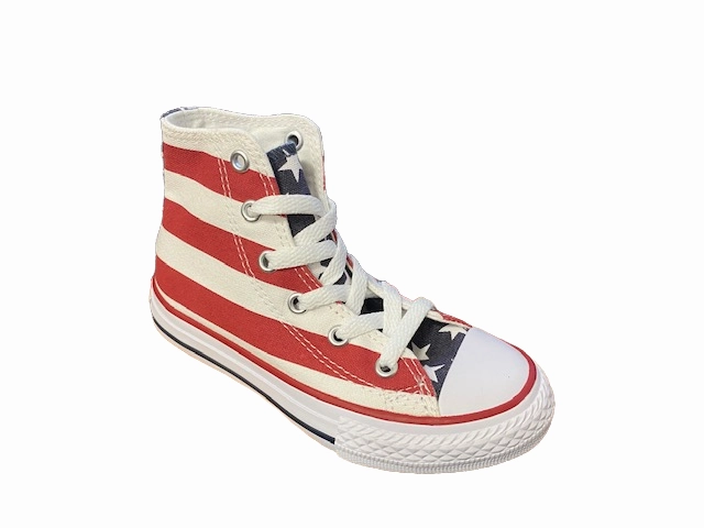 Converse Youth All Star HI 3J254 stars & bars sneakers alta con bandiera wide - toe box shoes