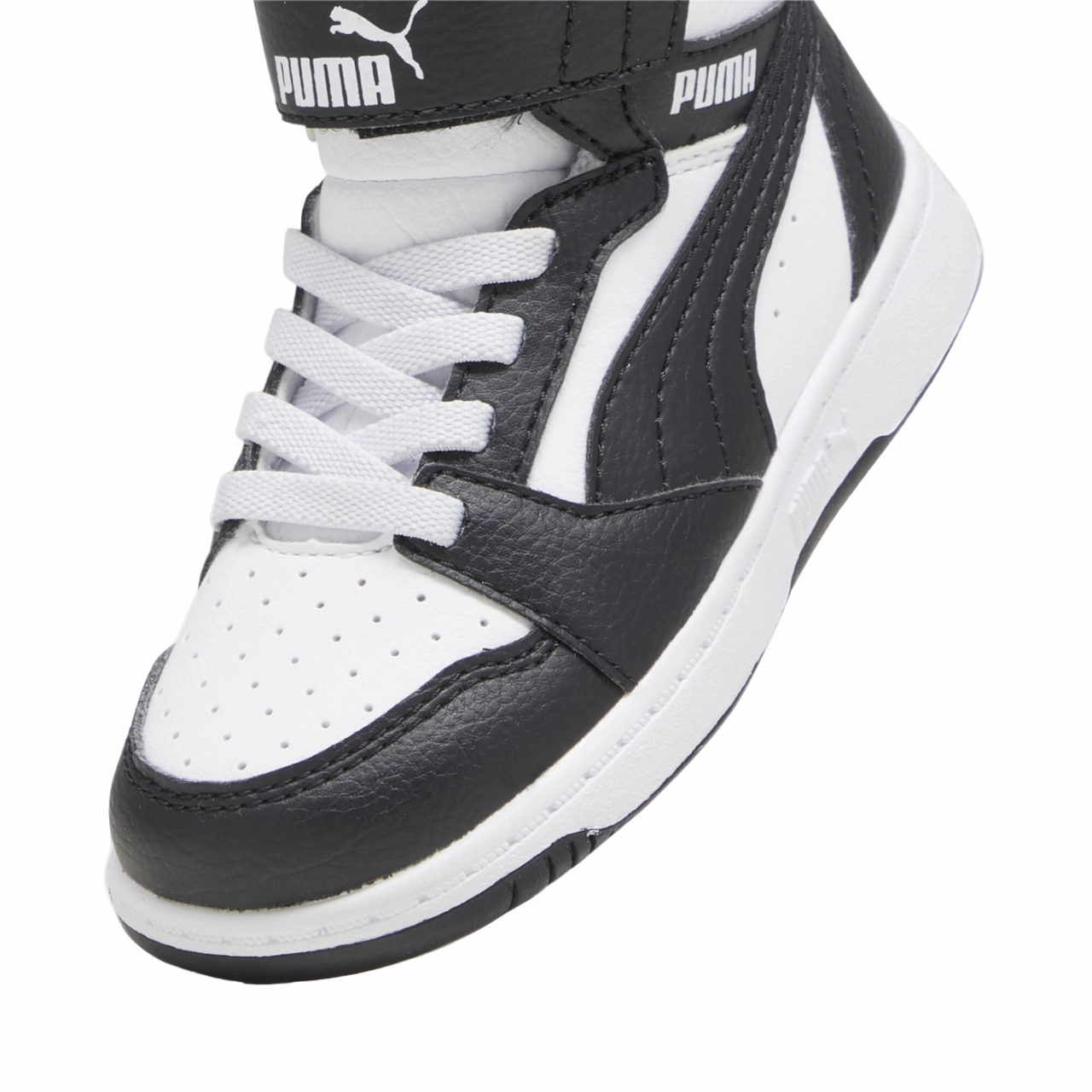 Puma scarpa da ginnastica alta da bambino Rebound V6 Mid 396542-01 bianco-nero high - top shoe type
