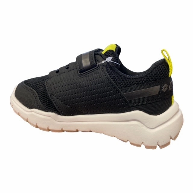 running in a race shoes competitive runner shoes Lotto scarpa da ginnastica da bambino laccio elastico e strappo Spacelite 217500 1JS nero-grigio