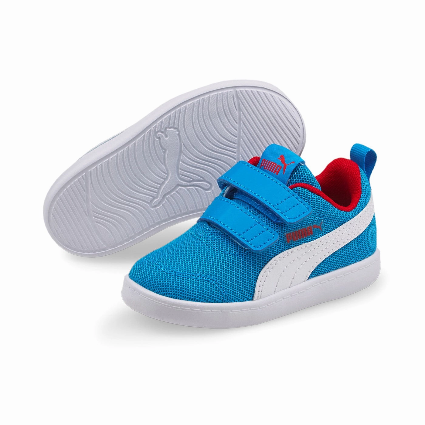 Puma scarpa sneakers da bambino Courtflex V2 Mesh V Inf 371759 10 celeste-bianco step - in comfort Dual Layer Cushioning