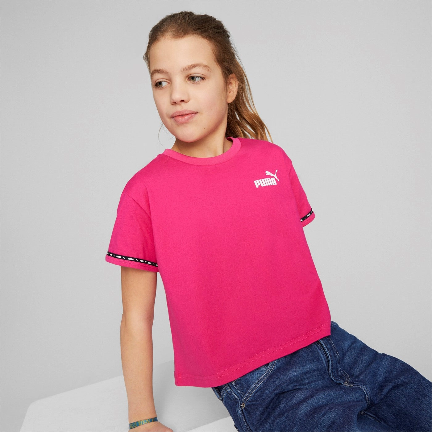 Casual Vibe Wear Puma T-shirt manica corta da ragazza Power Tape Tee 673544-64 orchid shadow