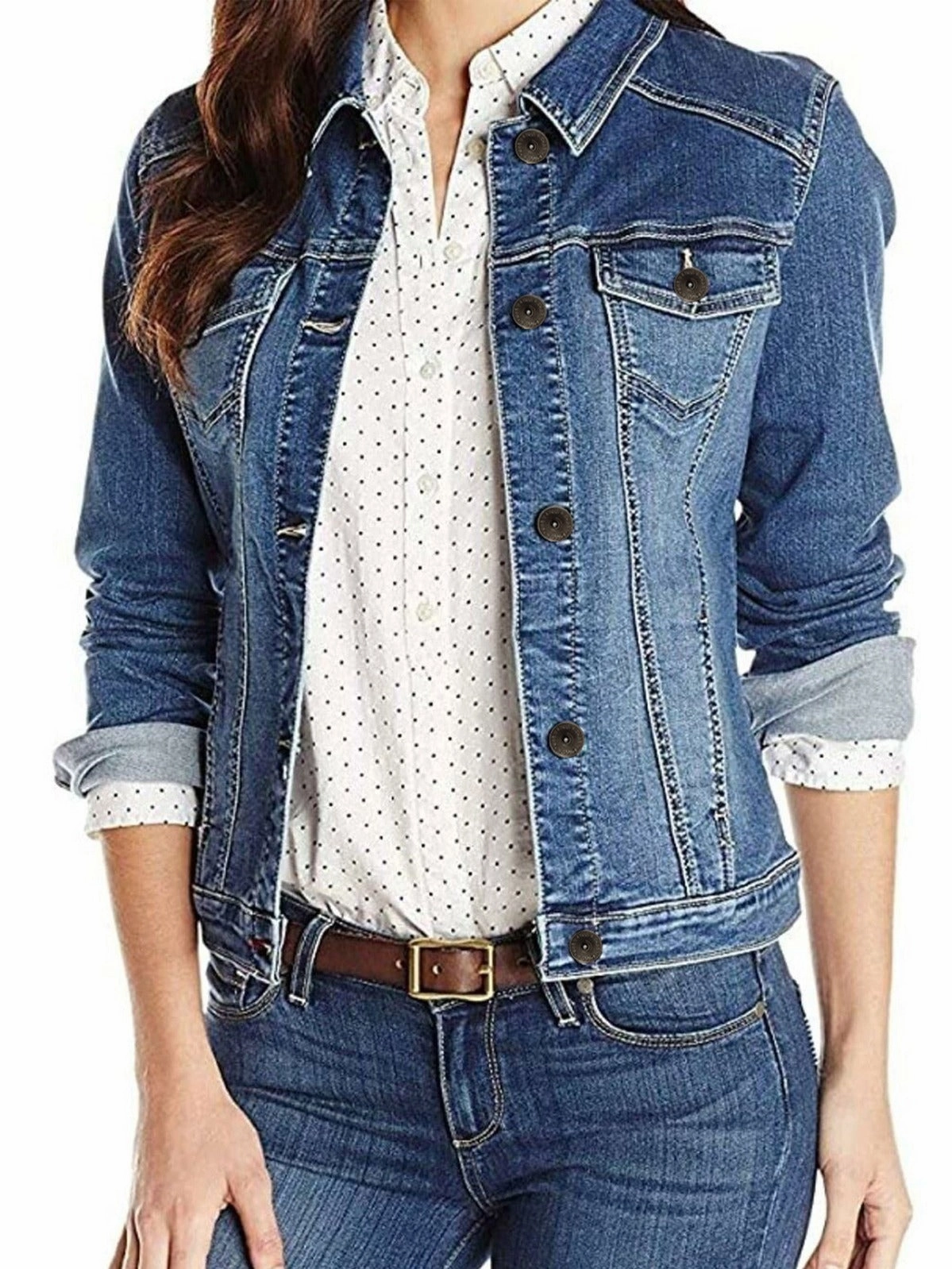 Enzo | Womens Classic Denim Jacket Quilted Panels