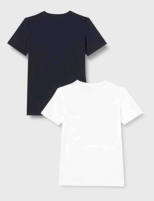 Champion 2T-shirt da ragazzo manica corta Legacy Basic C-Logo 306023 WW001 WHT/NNY bianco blu print design Moisture Management Technology