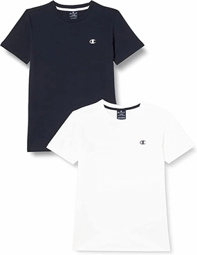 Holiday Wear Everyday Chic Champion 2T-shirt da ragazzo manica corta Legacy Basic C-Logo 306023 WW001 WHT/NNY bianco blu