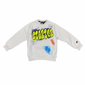 Starter felpa girocollo da ragazzo con stampa 1308 crema Retro Style