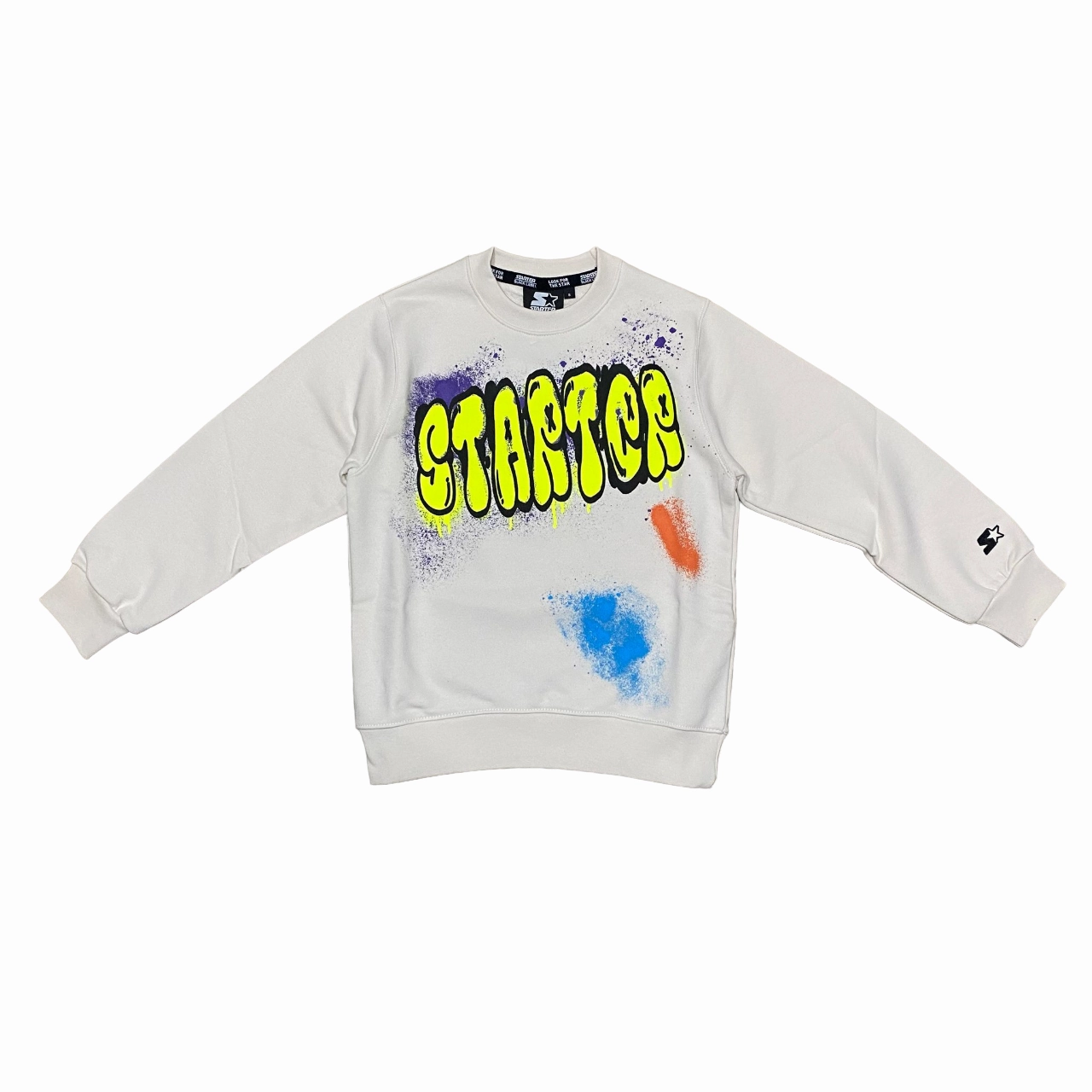 Starter felpa girocollo da ragazzo con stampa 1308 crema Retro Style