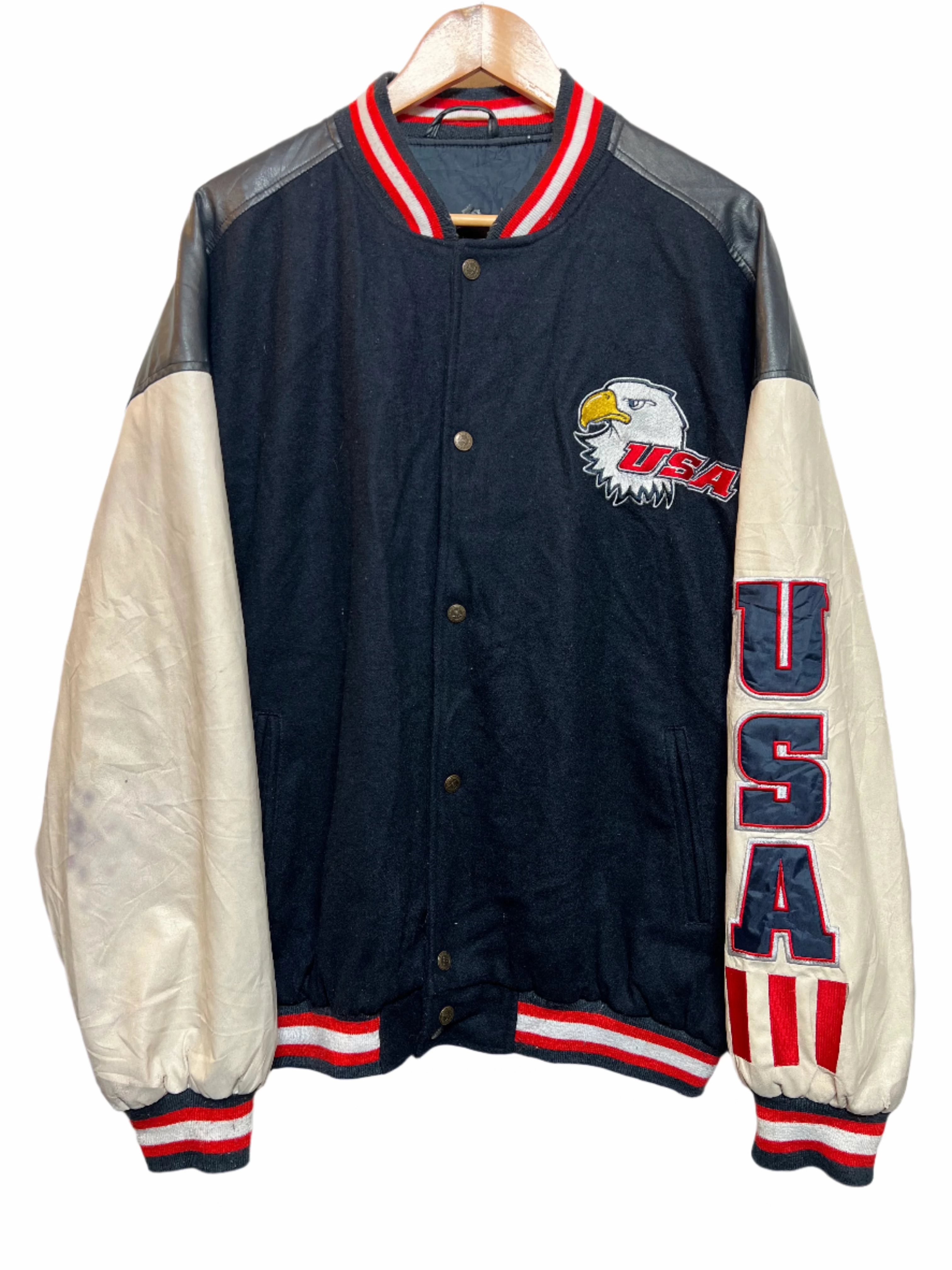 Hold Argue Steve & Barry's Navy Mens Varsity Jacket (Size L)