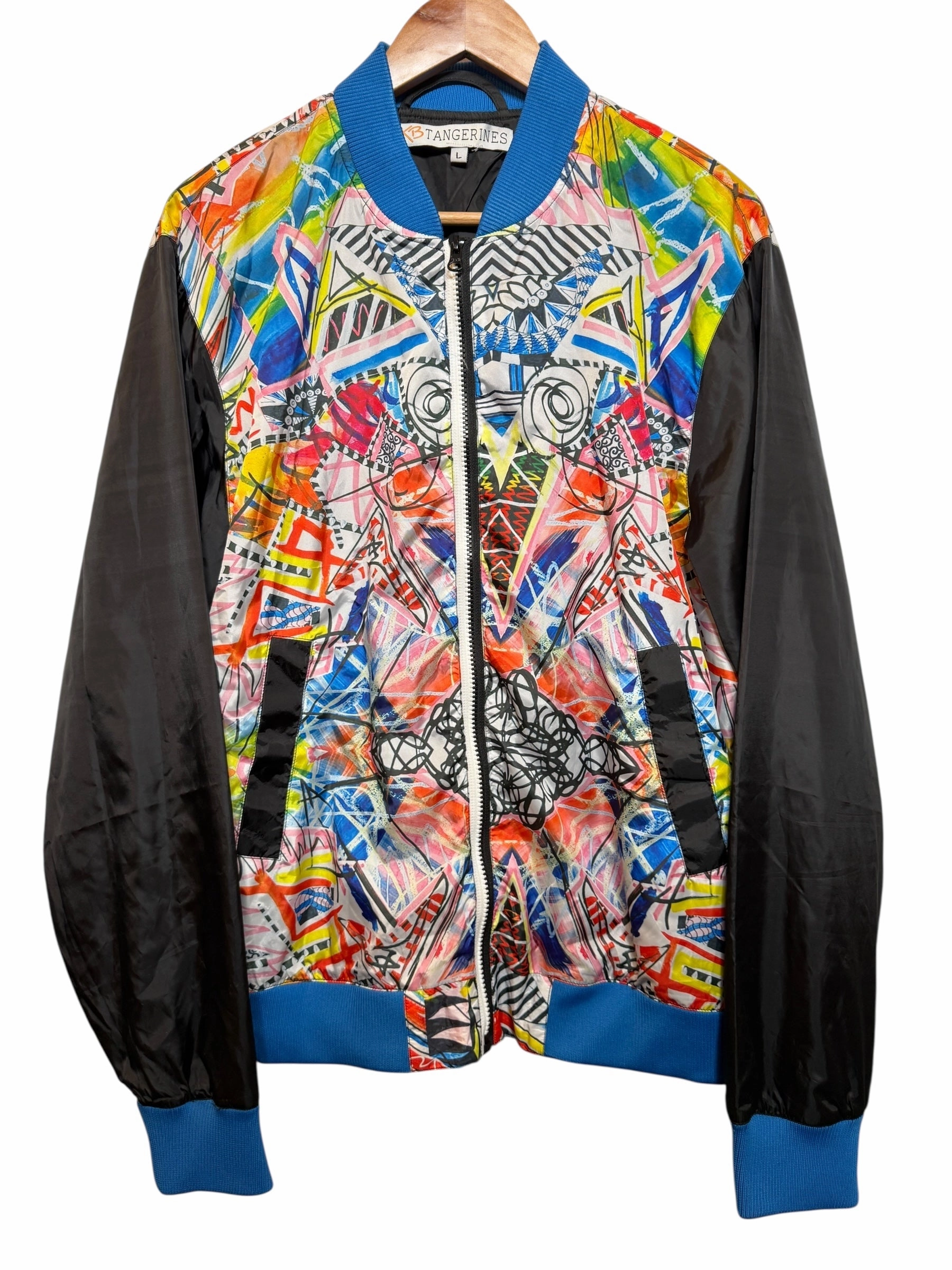 WaterResistant Shell KB Tangerines Mens Patterned Jacket (Size L)