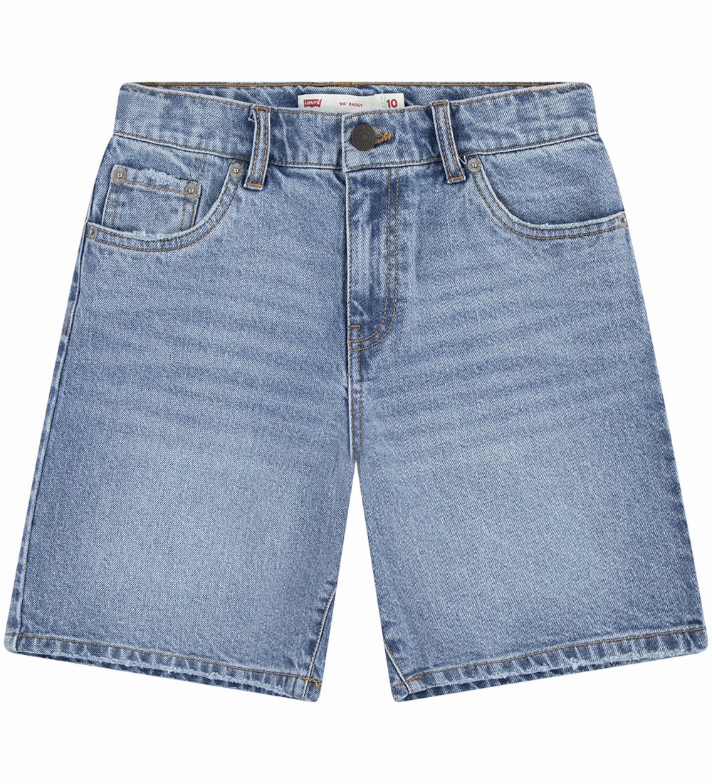 light texture Levi's Kids bermuda baggy in jeans da junior 4EM221-MCJ blu medio