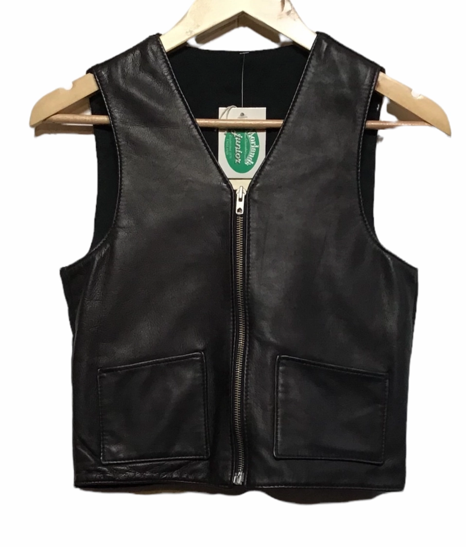 police officers dry-cleanable Leather Zipped Waistcoat (Size XS-S)