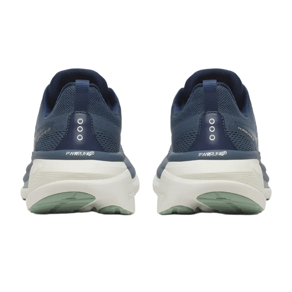 Saucony Men's Hurricane 25 Running Shoes in Dusk/Iceberg AW25 running with a headlamp