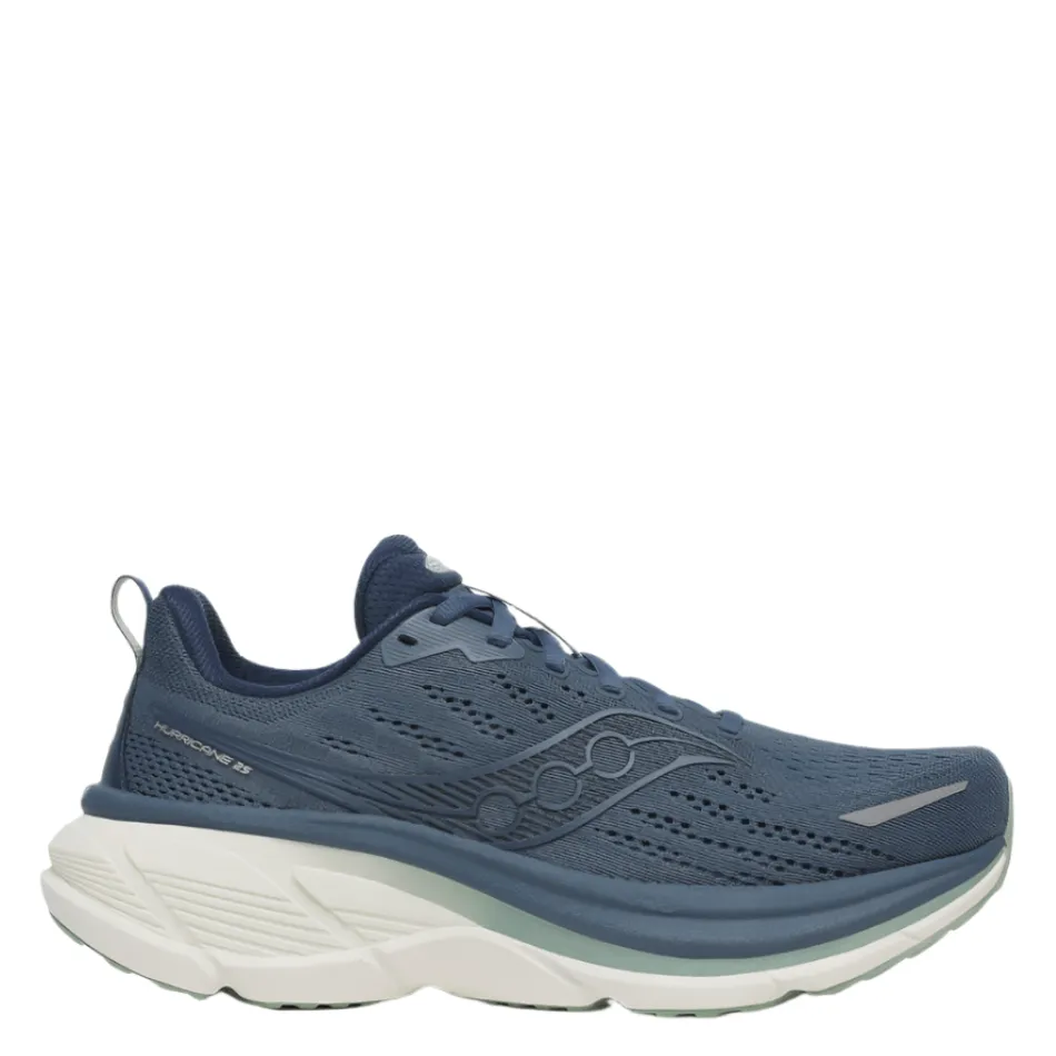Durable Rubber Saucony Men's Hurricane 25 Running Shoes in Dusk/Iceberg AW25