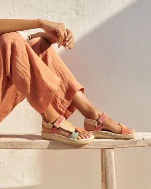 Suede Hiking Sandals - R74JH - Venice Orange Rust, Champagne Beige and, Terracotta