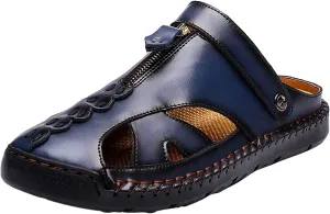 Summer Leather Sandals Breathable Sports Handmade Large Men's Casual Shoes Versatile Closed Toe Sandals for Men