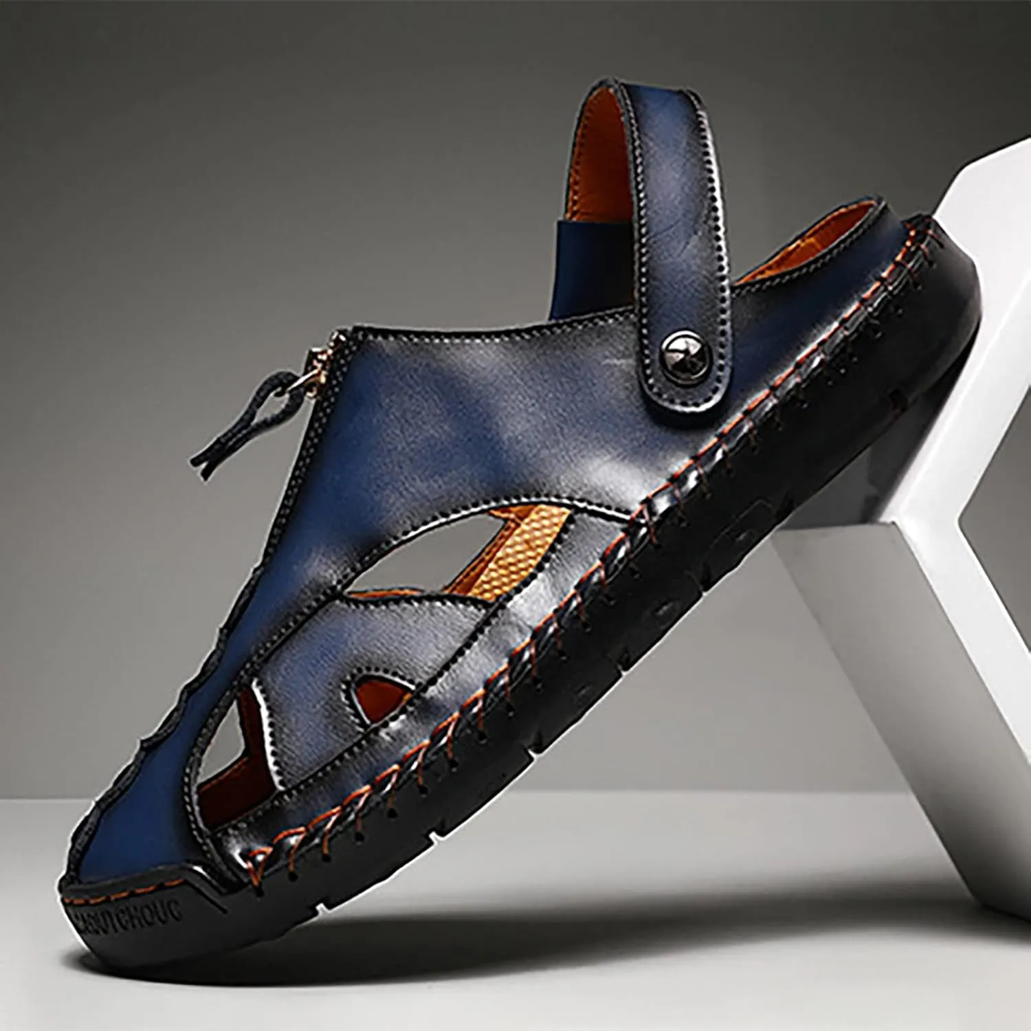 Summer Leather Sandals Breathable Sports Handmade Large Men's Casual Shoes Versatile Closed Toe Sandals for Men