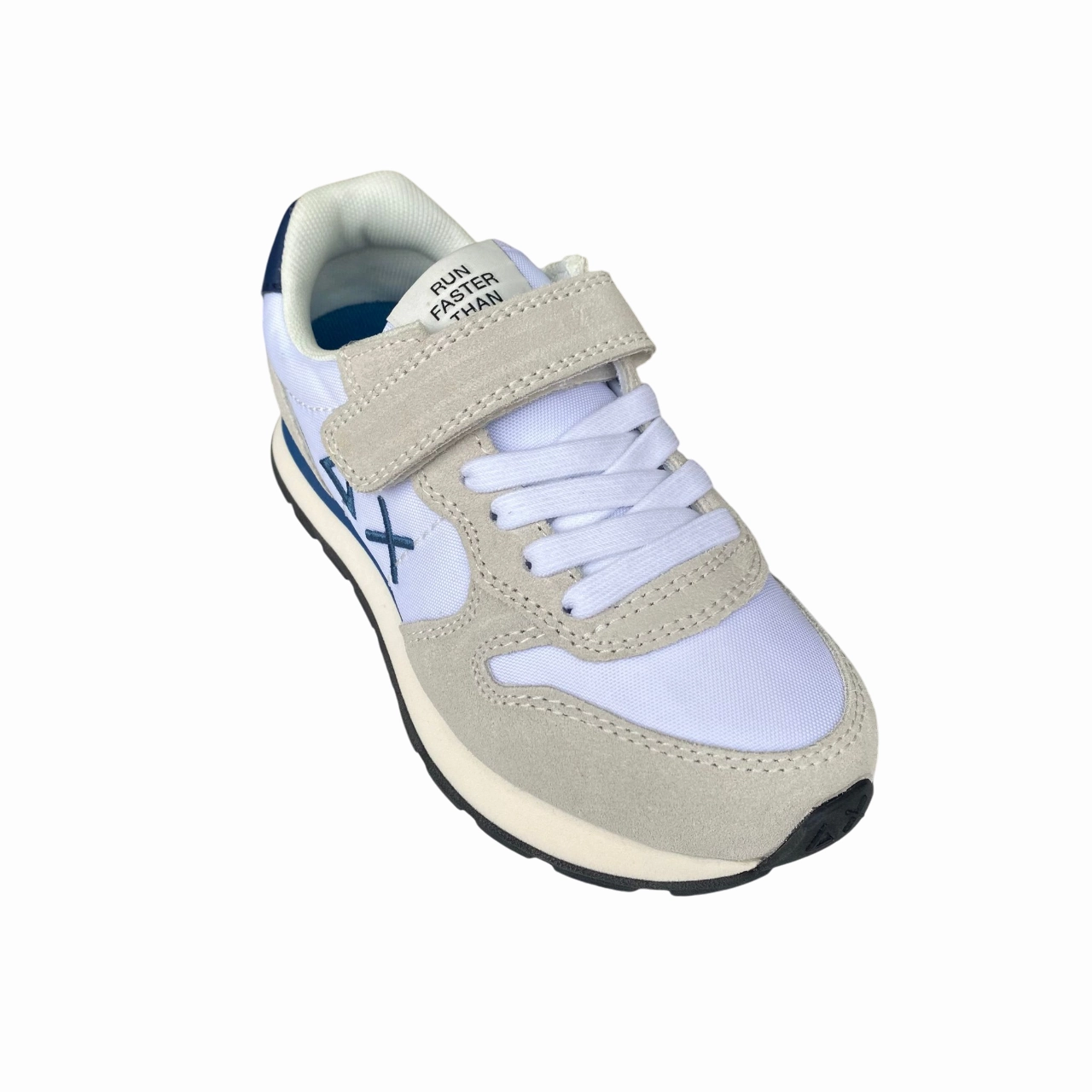Sun68 scarpa sneakers da bambino con strappo e laccio elastico Tom Solid Z35301K 01 bianco Energy Return Foam