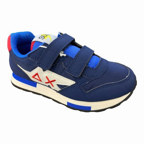 Sun68 scarpa sneakers da bambino con velcro Niki Solid Z32318 07 blu Midfoot Wrap Tech Leather Luxury