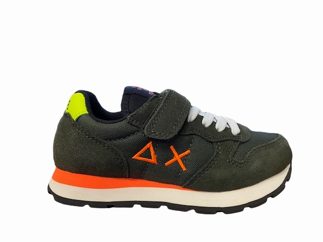 Ankle support strap Sun68 sneakers da bambino Tom Fluo Z42302K 74 militare scuro