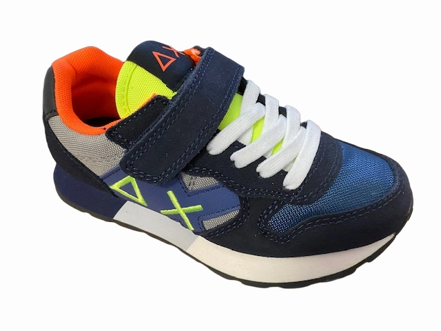 Removable professional athletes' shoes Sun68 sneakers da ragazzo Jaky Fluo Z42315K 0734 navy blue-grigio medio