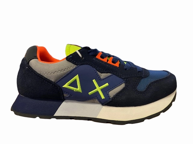 running with a minimalist style Sun68 sneakers da ragazzo Jaky Fluo Z42315T 0734 navy blue-grigio medio