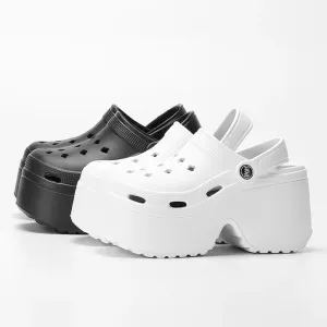 Super High Heels Wedges Clogs Women Mules Chunky Sandals