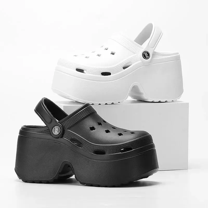Super High Heels Wedges Clogs Women Mules Chunky Sandals