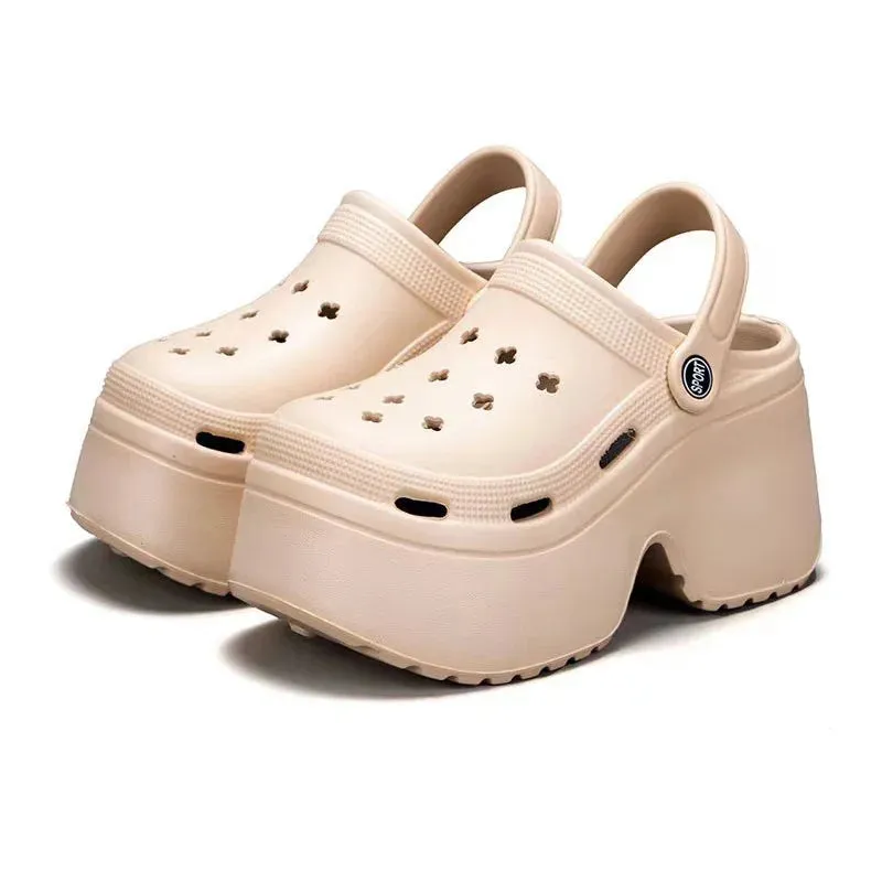 Super High Heels Wedges Clogs Women Mules Chunky Sandals