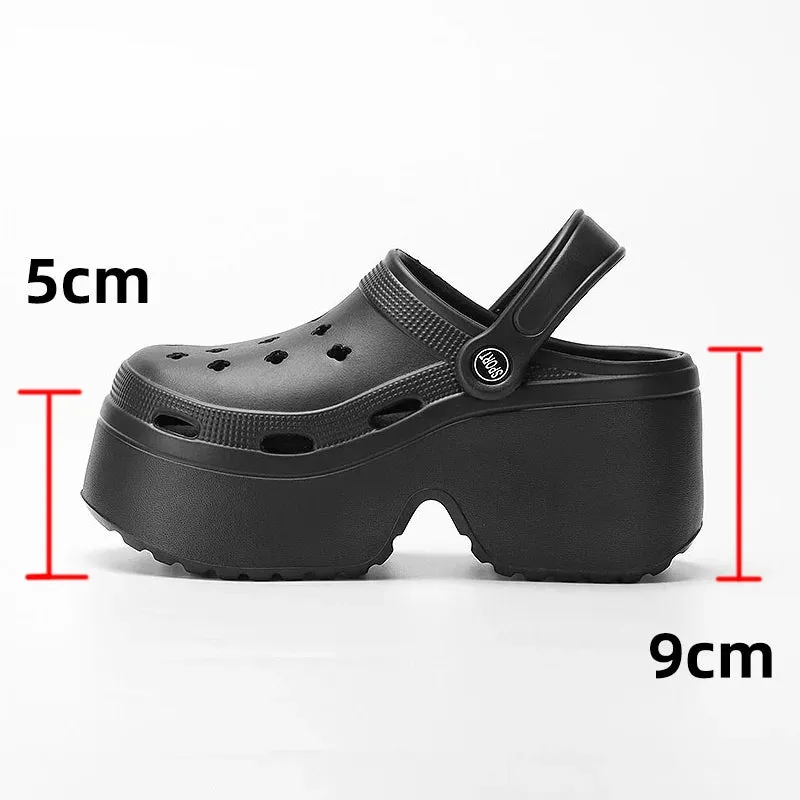 Super High Heels Wedges Clogs Women Mules Chunky Sandals