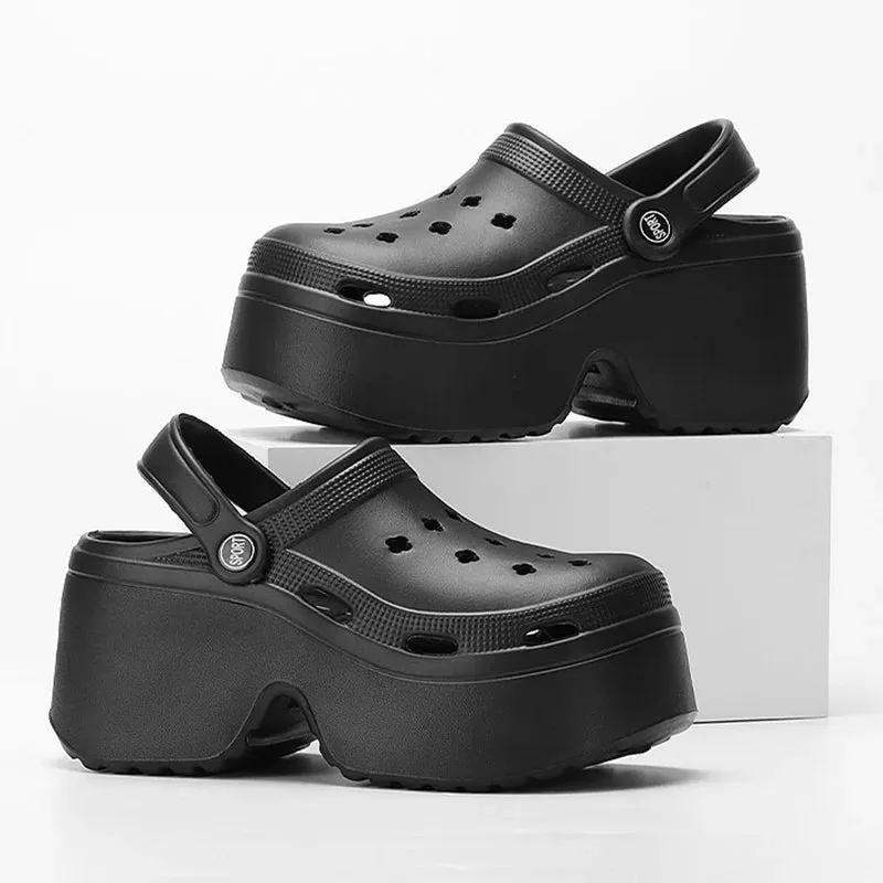 Super High Heels Wedges Clogs Women Mules Chunky Sandals
