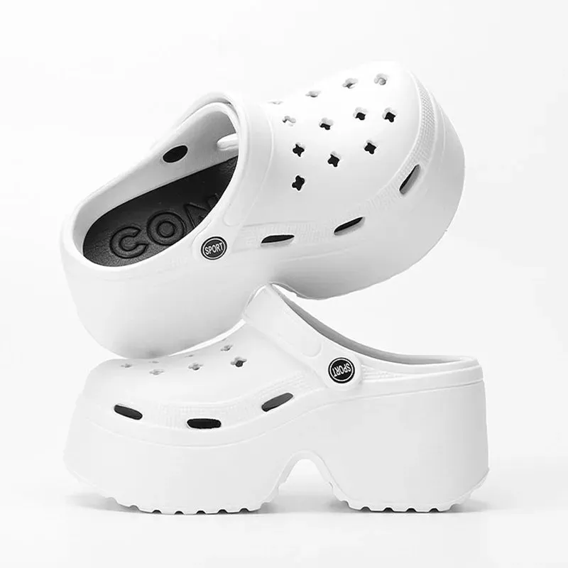 Super High Heels Wedges Clogs Women Mules Chunky Sandals
