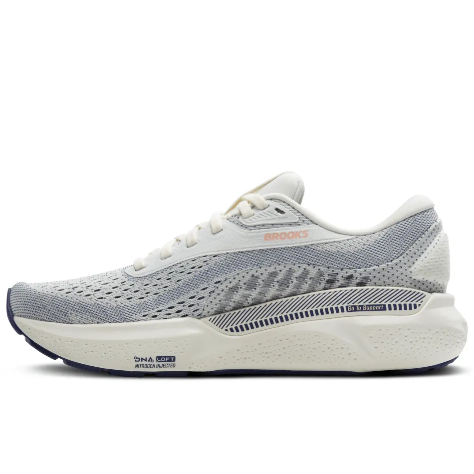 Anti fungal Brooks Women's Adrenaline GTS 24 Running Shoes D Width (Wide Fit) in Grey/Blue Ribbon/Peach SS25