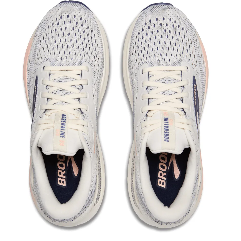 Brooks Women's Adrenaline GTS 24 Running Shoes D Width (Wide Fit) in Grey/Blue Ribbon/Peach SS25 Agile