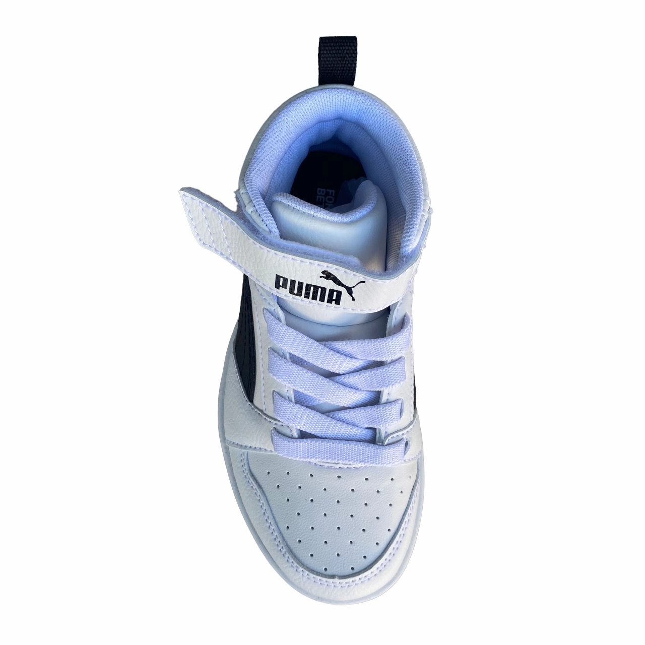 Puma scarpa sneakers da bambino Rebound V6 Mid 393832 02 bianco-nero running with a sports bra disabled - athlete