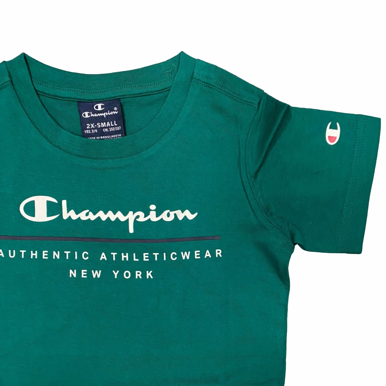 Champion maglietta manica corta da ragazzo con stampa 306696 verde Fashion Comfort Beachwear