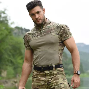 T-Shirts Men Sport Outdoor Military Tee Quick Dry Short Sleeve Shirt Hiking Hunting Army