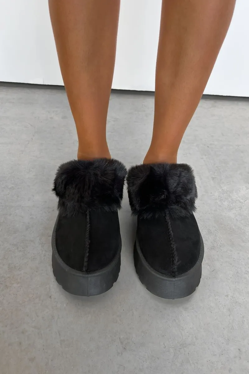 TAMARA Mini Platform Ankle Slippers - Black