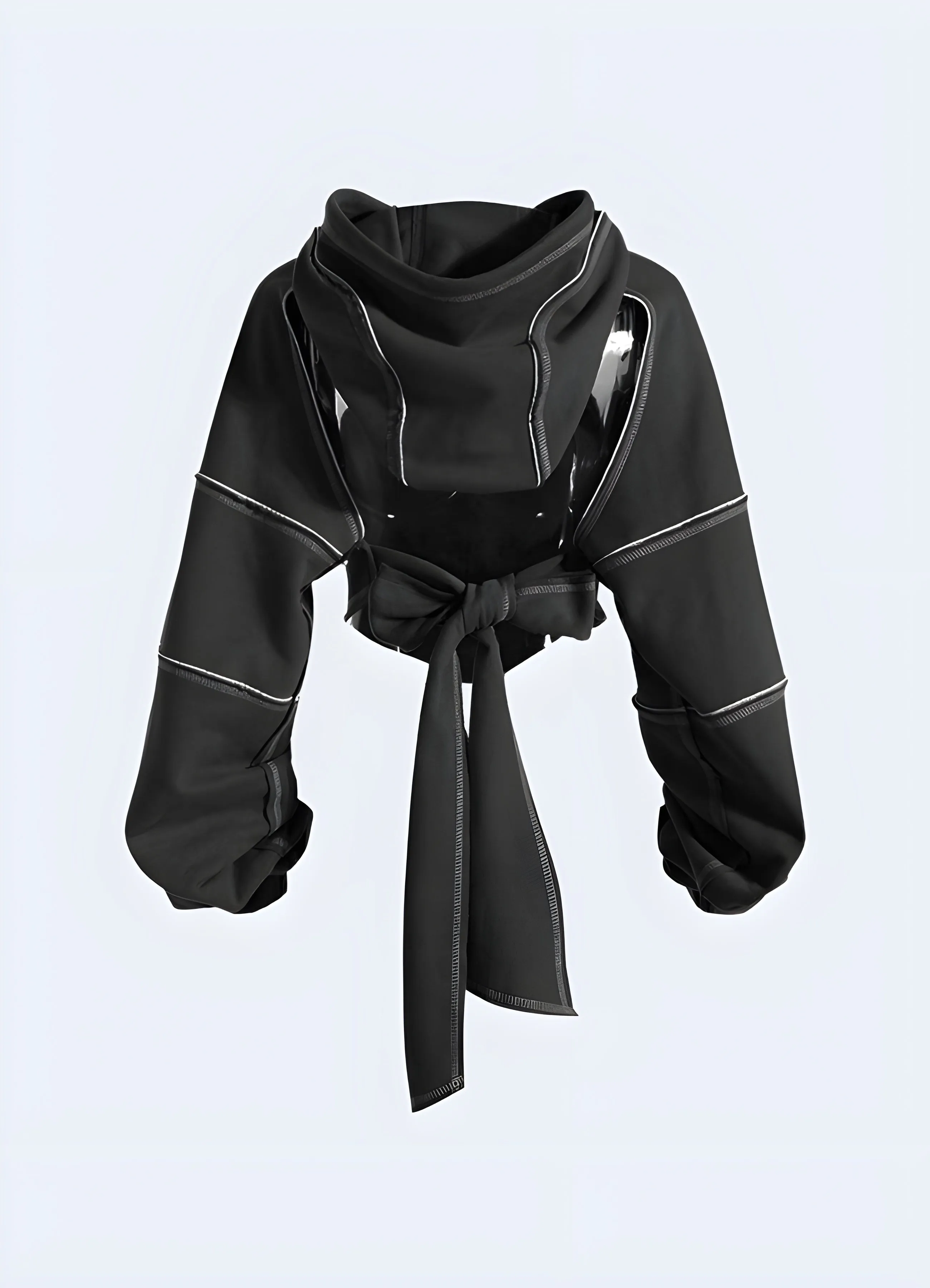 Techwear Cropped Backless Hoodie Cut Out
