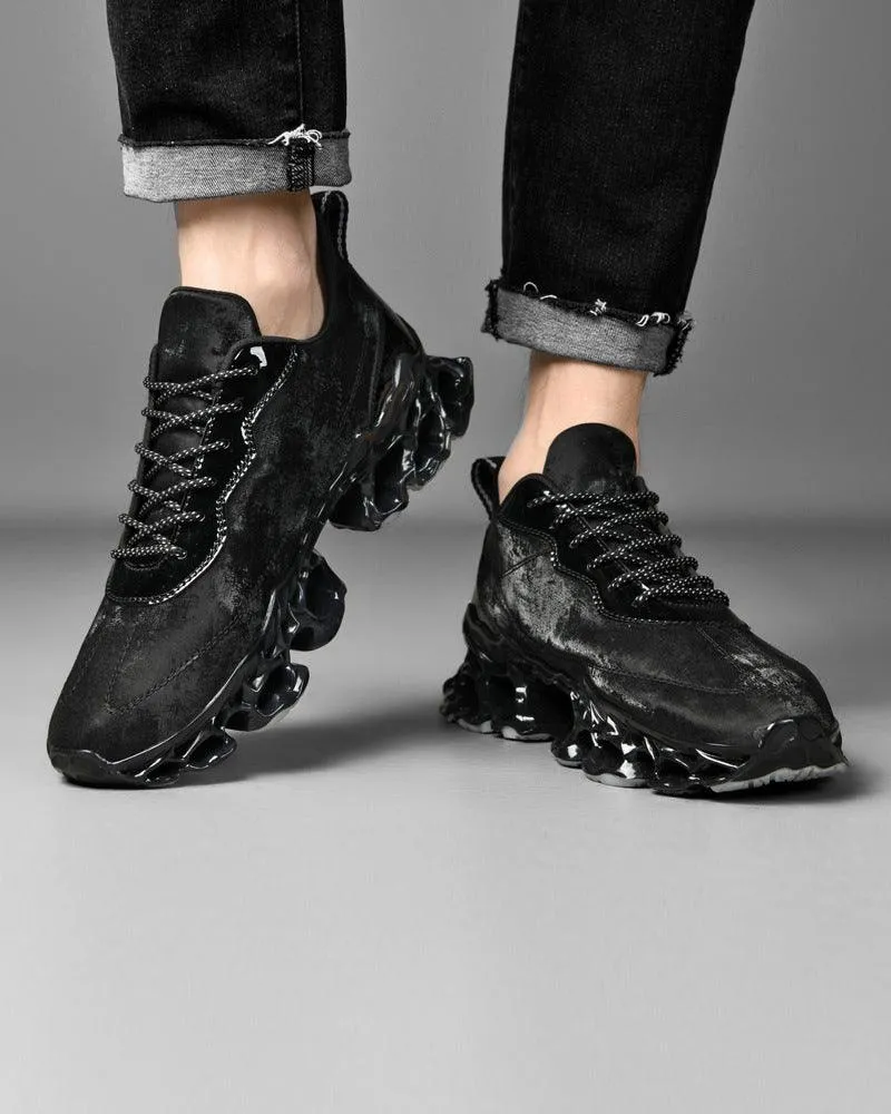 Techwear Frosted Leather Sneakers