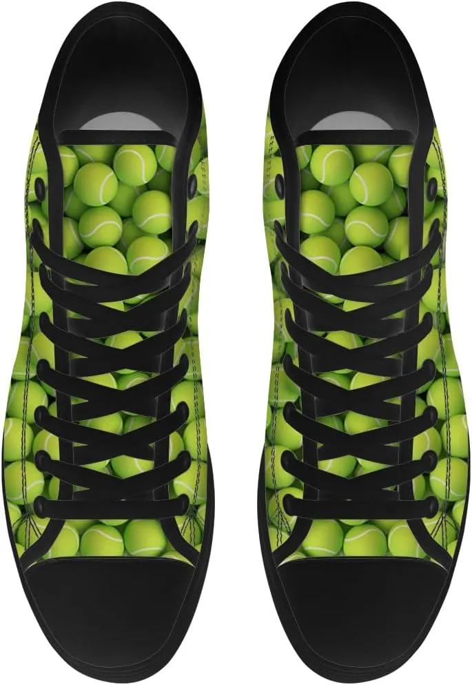 Tennis Ball High Top Canvas Shoes High Top Sneakers Lace Up Casual Shoes Gifts for Men Women