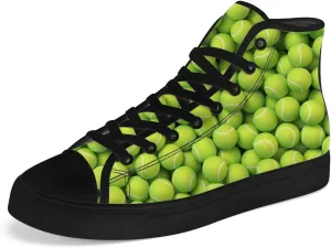 Tennis Ball High Top Canvas Shoes High Top Sneakers Lace Up Casual Shoes Gifts for Men Women