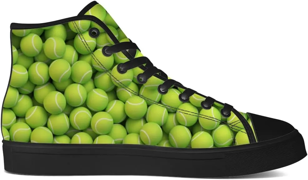 Tennis Ball High Top Canvas Shoes High Top Sneakers Lace Up Casual Shoes Gifts for Men Women